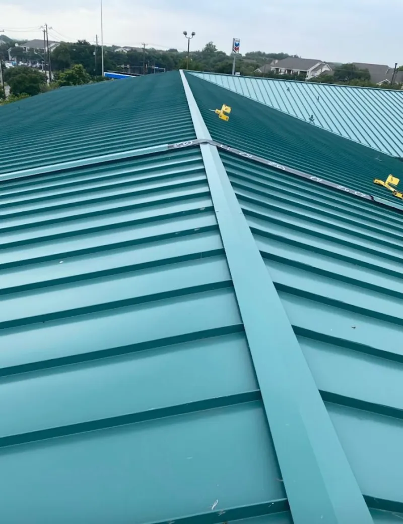 Green commercial metal roof ridge and valley for Metal Roof Repair in Piscataway